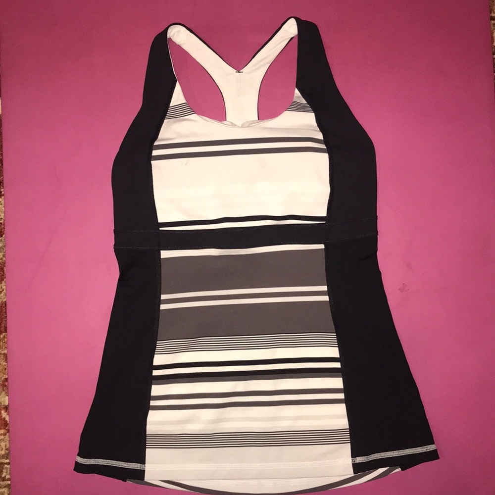 Lululemon Black, white & gray stripe tank top